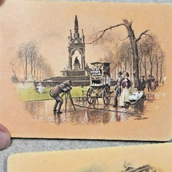 Set Of 6 Vintage Street Scene Coasters By Seerey Lester Signed Rectangle Retro - Picture 12 of 16